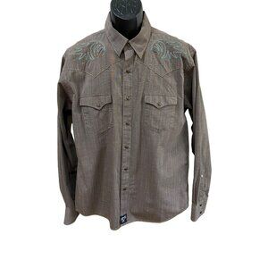 Rock 47 Men’s Teal Embroidered Western Shirt Size XL